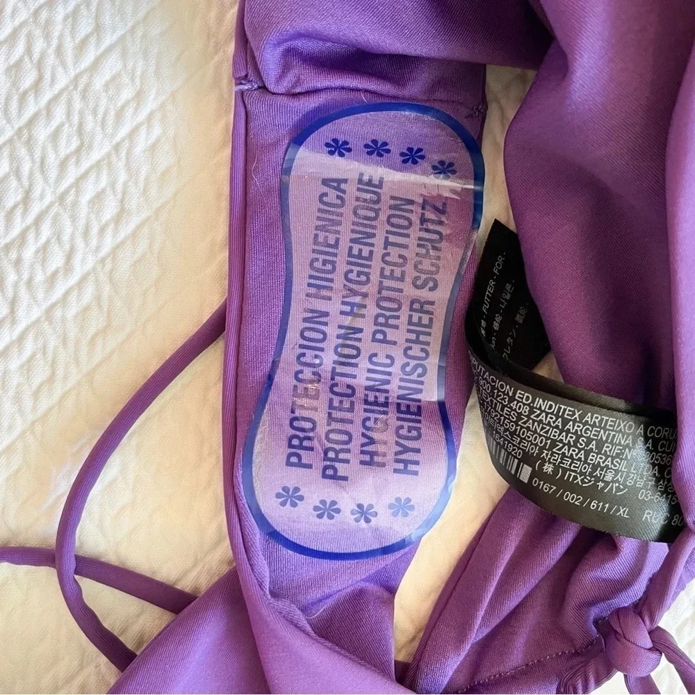 Zara Purple Ring Detail Bandeau Bikini Set
